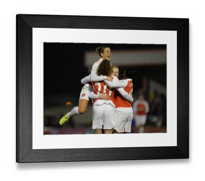 Framed Print : Arsenal Ladies: Dominique Janssen and Jemma Rose Celebrate First Goal Against Reading FC Women
