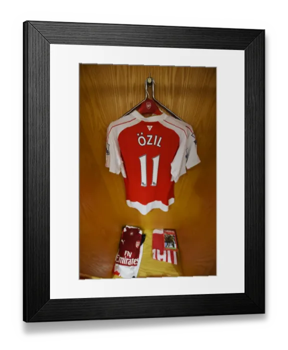 Framed Print : Mesut Ozil's Arsenal Changing Room Shirt before Arsenal vs. Watford (2015-16) Framed Print : Mesut Ozil's Arsenal Changing Room Shirt before Arsenal vs. Watford (2015-16)
