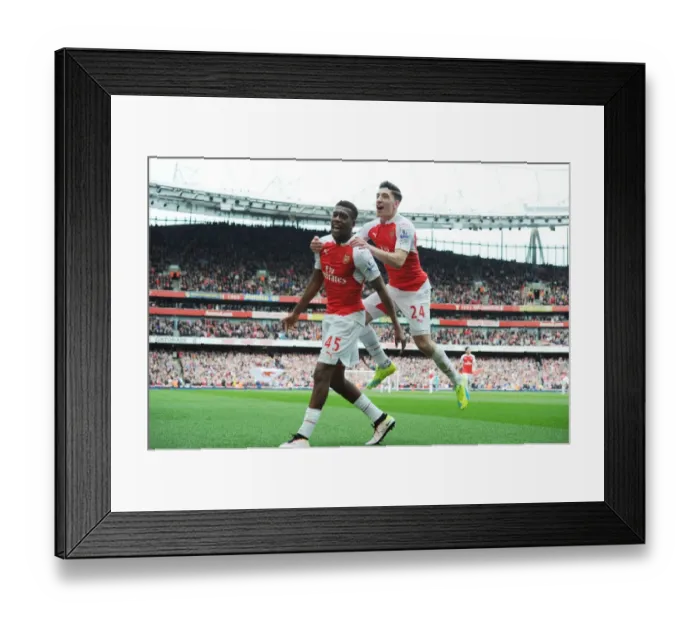 Framed Print : Arsenal: Iwobi and Bellerin Celebrate Goal Against Watford (2015-16) Framed Print : Arsenal: Iwobi and Bellerin Celebrate Goal Against Watford (2015-16)