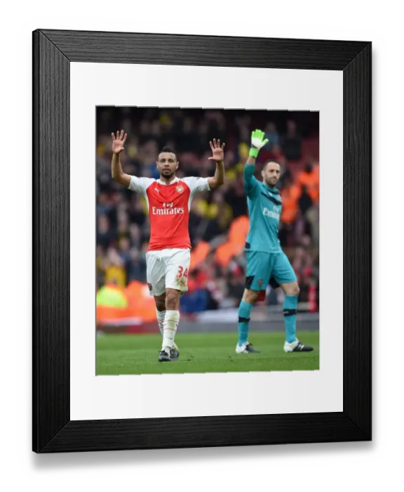 Framed Print : Arsenal's Francis Coquelin Celebrates Victory over Watford with Fans