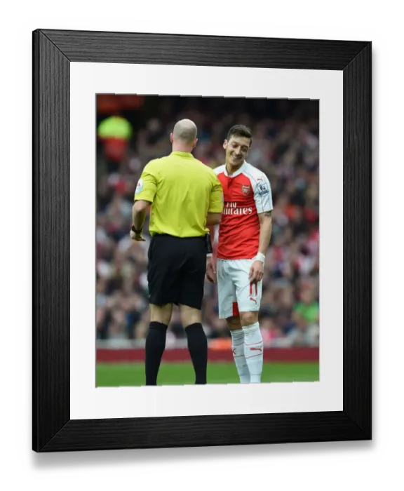 Framed Print : Mesut Ozil Argues with Referee during Arsenal vs. Watford, Premier League 2015-16