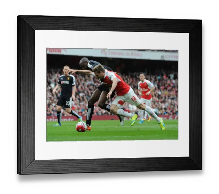 Framed Print : Monreal vs. Nyom: A Premier League Showdown at Emirates Stadium (2015-16)