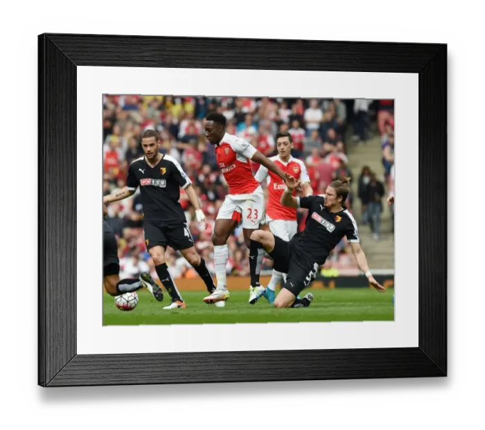 Framed Print : Danny Welbeck Scores Thrilling Goal Past Sebastian Prodl in Arsenal's Victory over Watford (April 2016)