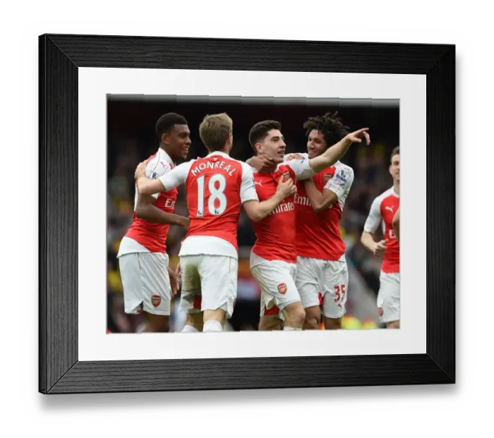 Framed Print : Hector Bellerin Scores His Third Goal: Arsenal's Triumph Over Watford in 2015-16 Premier League