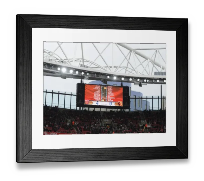 Framed Print : Arsenal vs. Watford: Emirates Stadium Scoreboard - Premier League 2015-16 Framed Print : Arsenal vs. Watford: Emirates Stadium Scoreboard - Premier League 2015-16