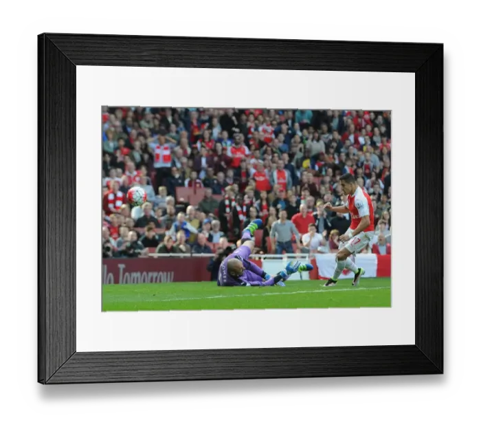 Framed Print : Alexis Sanchez Scores the First Goal: Arsenal vs. Watford, Premier League 2015-16