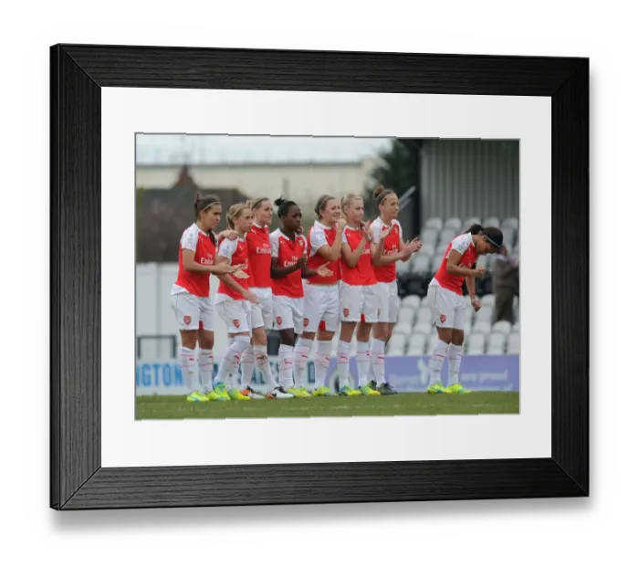 Framed Print : Arsenal Ladies line up to watch the penaltys. Arsenal Ladies 2: 2 Notts County Ladies
