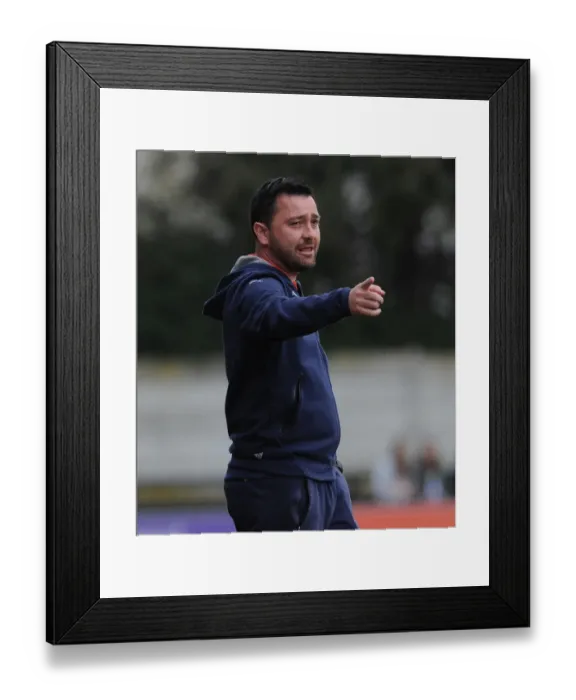 Framed Print : Pedro Martinez Losa the Arsenal Ladies Manager. Arsenal Ladies 2: 2 Notts County Ladies