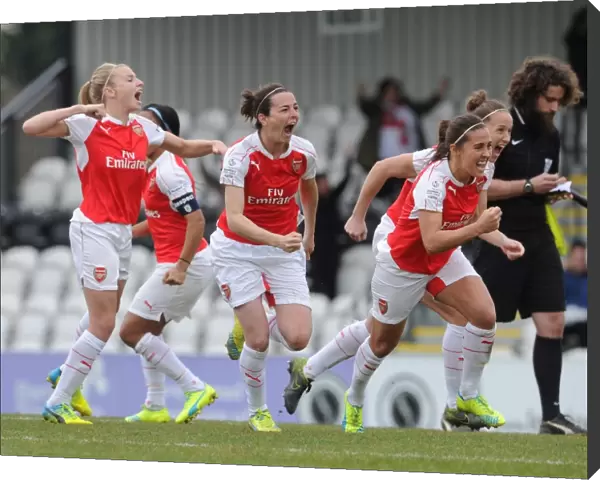 Fara Williams and Natalia Pablos Sanchon (Arsenal Ladies) celebrate during the penalty