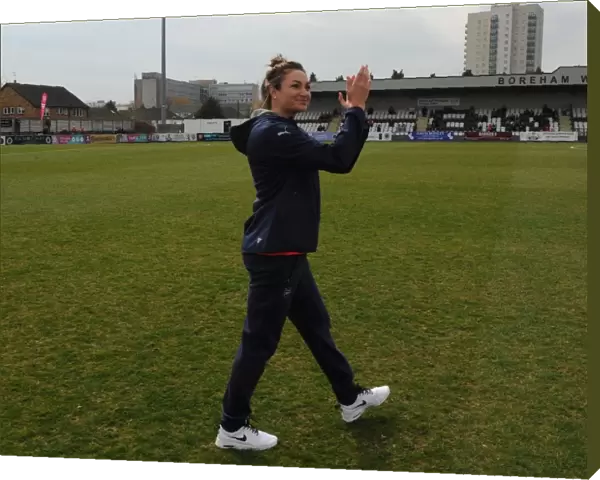 Jodie Taylor (Arsenal Ladies) is introduced to the fans before the match