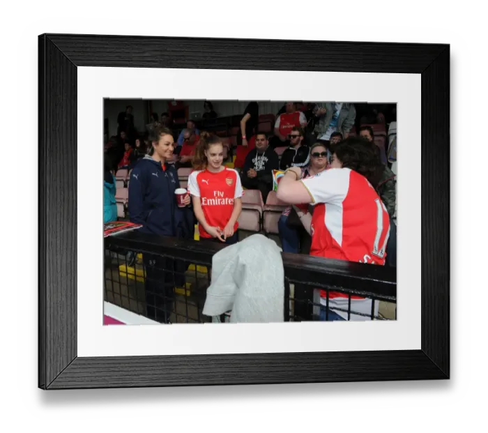 Framed Print : Jodie Taylor (Arsenal Ladies) meets the fans. Arsenal Ladies 2: 2 Notts County Ladies