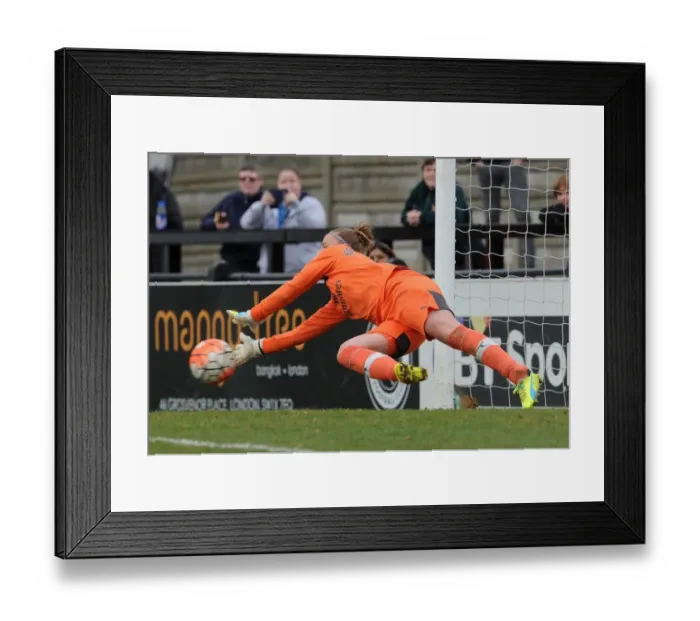 Framed Print : Arsenal's Sari van Veenendaal Saves Penalty in FA Cup Quarterfinals: Arsenal Ladies 2-2 Notts County Ladies (Arsenal Win) Framed Print : Arsenal's Sari van Veenendaal Saves Penalty in FA Cup Quarterfinals: Arsenal Ladies 2-2 Notts County Ladies (Arsenal Win)
