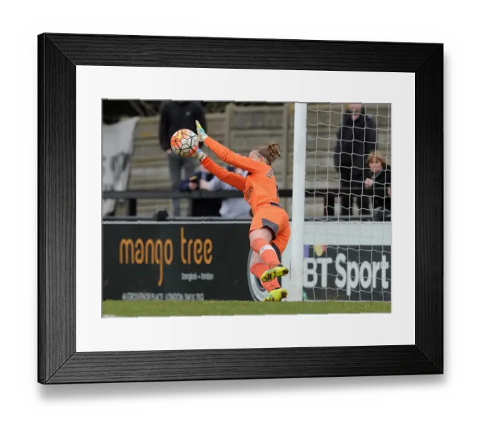 Framed Print : Arsenal's Sari van Veenendaal Denies Notts County Ladies in FA Cup Quarterfinals Penalty Shootout: Arsenal Ladies 2-2 Notts County Ladies (April 2016)