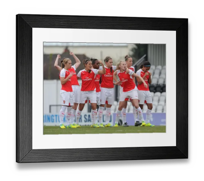 Framed Print : Fara Williams and Leah Williamson (Arsenal Ladies) celebrate during the penalty shoot out