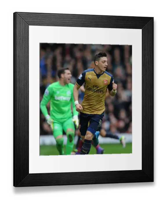 Framed Print : Mesut Ozil Scores the First Goal: Arsenal's Victory over West Ham United, Premier League 2015-16