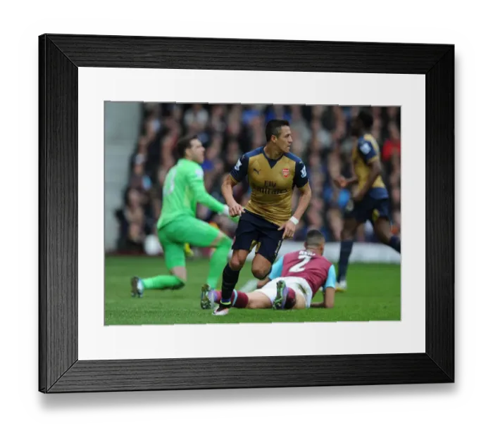 Framed Print : Alexis Sanchez Scores Arsenal's Second Goal Against West Ham United (2015-16)