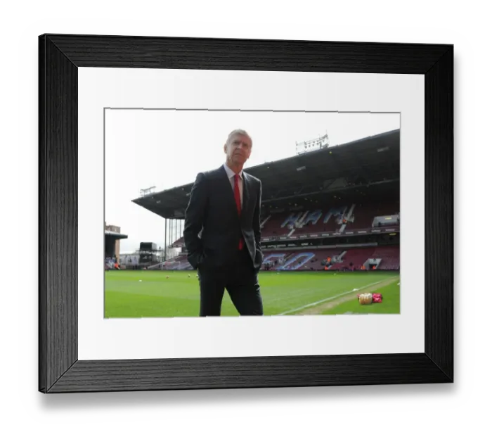 Framed Print : Arsene Wenger Scouts West Ham United's Pitch Before Arsenal-West Ham Clash (April 2016)