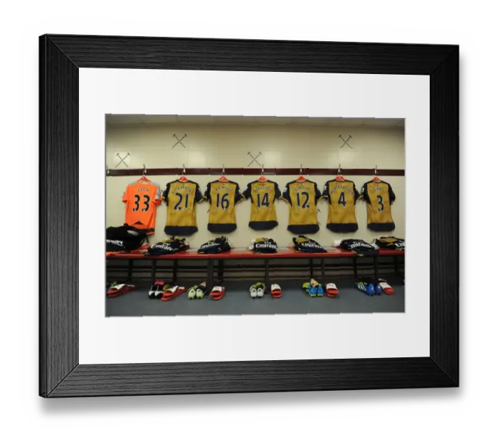 Framed Print : Arsenal's Away Kit Prepared for West Ham Showdown in Premier League (2015-16) Framed Print : Arsenal's Away Kit Prepared for West Ham Showdown in Premier League (2015-16)