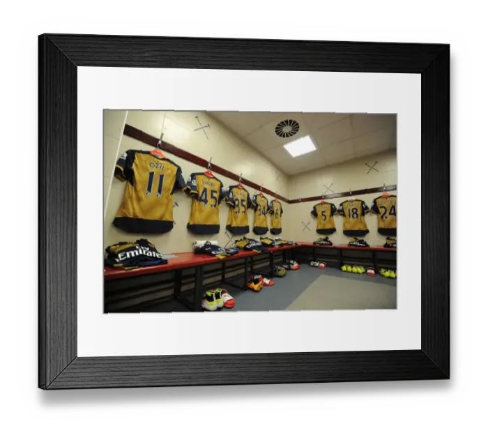 Framed Print : Arsenal Away Kit Readied for West Ham Clash in Premier League (2015-16)