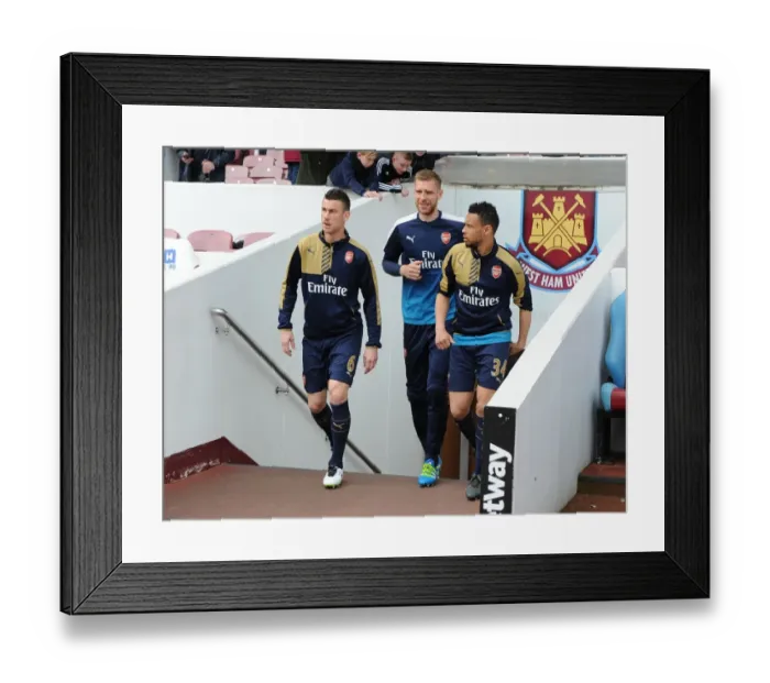 Framed Print : Arsenal's Koscielny, Mertesacker, and Coquelin Warm Up Ahead of West Ham Clash, 2015-16 Premier League Framed Print : Arsenal's Koscielny, Mertesacker, and Coquelin Warm Up Ahead of West Ham Clash, 2015-16 Premier League