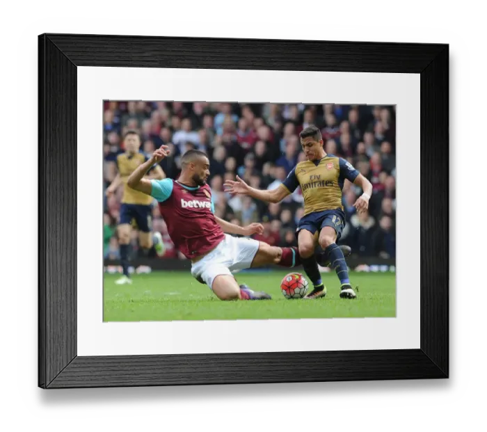 Framed Print : Clash of Titans: Sanchez vs. Reid - West Ham vs. Arsenal, Premier League 2015-16