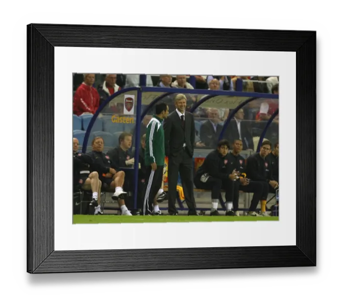 Framed Print : Arsene Wenger in Discussion with the 4th Official during Arsenal's 2-0 Win over FC Twente, Champions League Qualifier, 2008