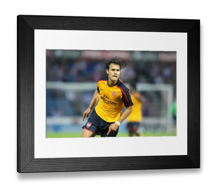 Framed Print : Nacer Barazite's Double Celebration: Arsenal's 2nd Goal vs. Huddersfield (Pre-Season Friendly, 2008)