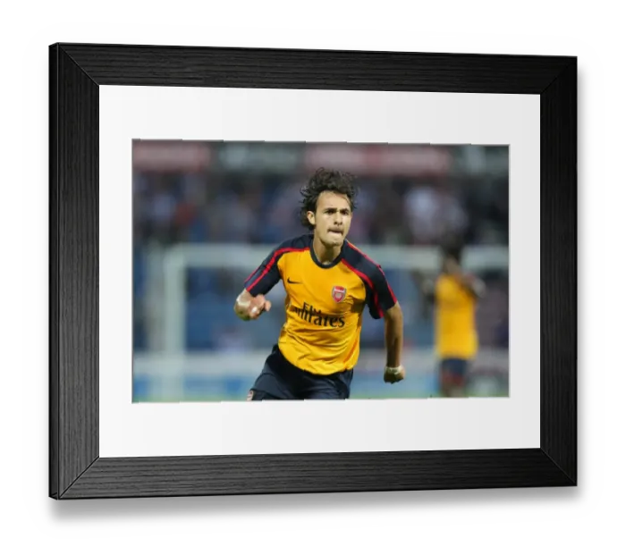 Framed Print : Nacer Barazite celebrates scoring Arsenals 2nd goal Framed Print : Nacer Barazite celebrates scoring Arsenals 2nd goal