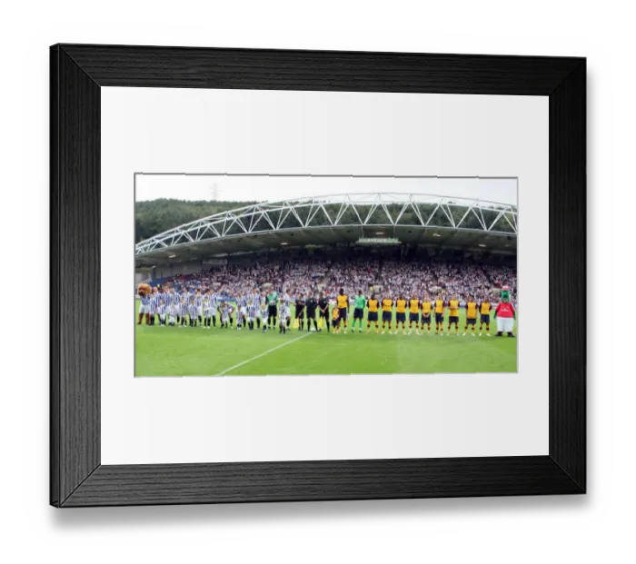 Framed Print : The teams line up before the match Framed Print : The teams line up before the match