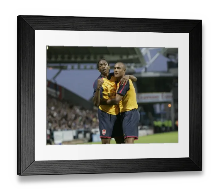 Framed Print : Sanchez Watt and Jay Simpson: Celebrating Arsenal's First Goal in Pre-Season Friendly against Huddersfield (August 6, 2008) Framed Print : Sanchez Watt and Jay Simpson: Celebrating Arsenal's First Goal in Pre-Season Friendly against Huddersfield (August 6, 2008)