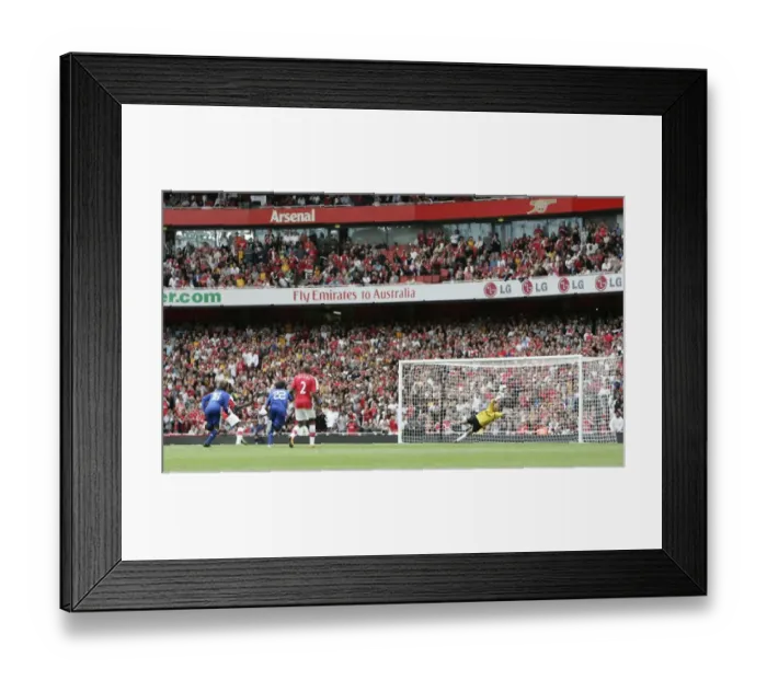 Framed Print : Emmanuel Adebayor scores Arsenals goal from the penalty spot
