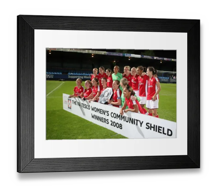 Framed Print : Arsenal Ladies celebrate winning the community shield Framed Print : Arsenal Ladies celebrate winning the community shield