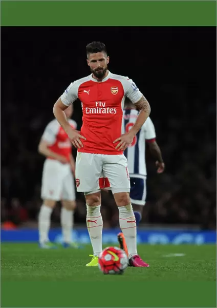 Arsenal's Olivier Giroud in Action Against West Bromwich Albion, Premier League 2015-16