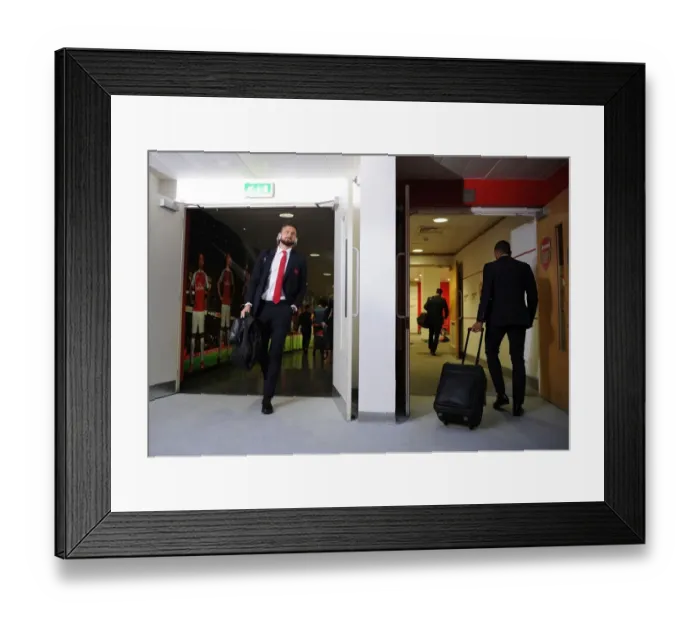 Framed Print : Olivier Giroud Arrives at Emirates Stadium Ahead of Arsenal vs. West Bromwich Albion (2016)