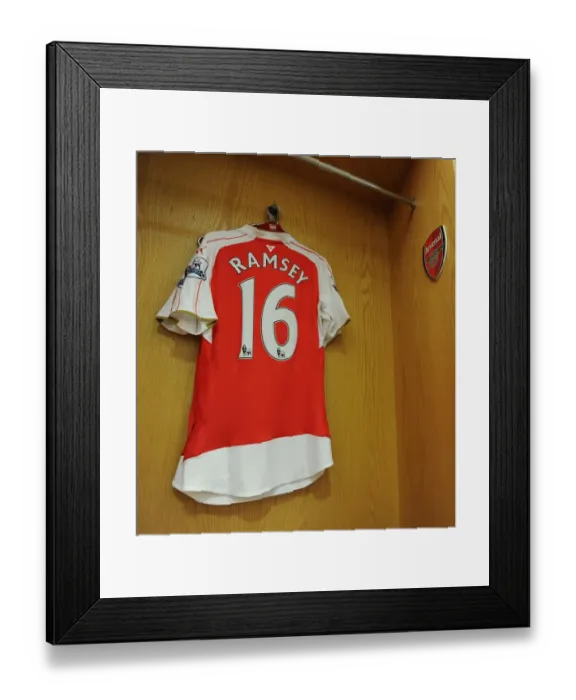 Framed Print : Aaron Ramsey's Arsenal Shirt in Arsenal Changing Room Before Arsenal vs West Bromwich Albion (2015-16) Framed Print : Aaron Ramsey's Arsenal Shirt in Arsenal Changing Room Before Arsenal vs West Bromwich Albion (2015-16)