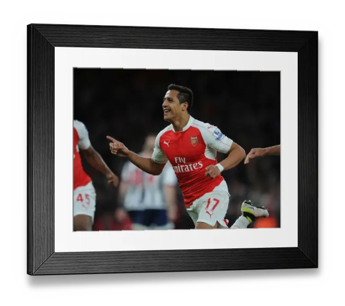 Framed Print : Alexis Sanchez Scores Arsenal's Second Goal vs. West Bromwich Albion (2015-16) Framed Print : Alexis Sanchez Scores Arsenal's Second Goal vs. West Bromwich Albion (2015-16)