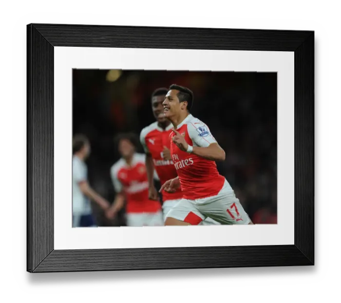 Framed Print : Alexis Sanchez Scores Arsenal's Second Goal vs. West Bromwich Albion (2015-16)