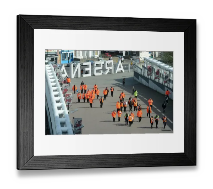 Framed Print : Arsenal Stewards Preparing for Arsenal v West Bromwich Albion Match, Emirates Stadium, 2016
