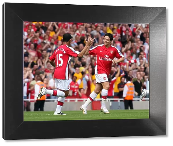 Samir Nasri and Denilson: Celebrating Arsenal's 1-0 Victory Over West Bromwich Albion