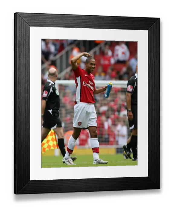 Framed Print : Arsenal's Gael Clichy Celebrates 1:0 Win Over West Bromwich Albion, Barclays Premier League, Emirates Stadium, 2008