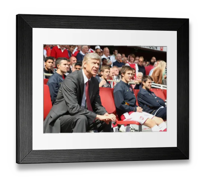 Framed Print : Arsene Wenger Celebrates Arsenal's 1:0 Win Over West Bromwich Albion, FA Premier League, Emirates Stadium (August 16, 2008)