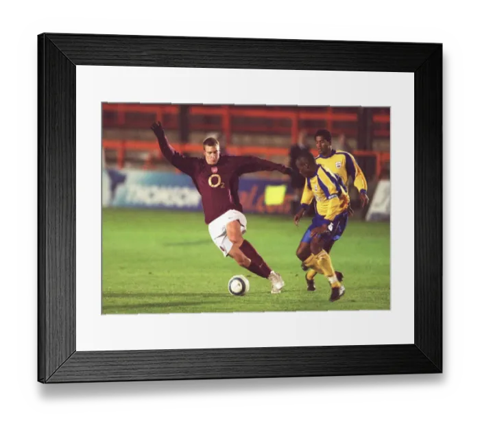 Framed Print : Bendtner vs. Kenton: Intense Rivalry in the FA Premier Reserve League - Arsenal Reserves vs. Southampton Reserves (14 / 11 / 05)