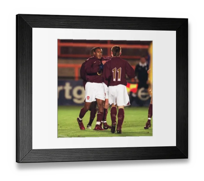 Framed Print : Jay Simpson celebrates his goal for Arsenal Framed Print : Jay Simpson celebrates his goal for Arsenal