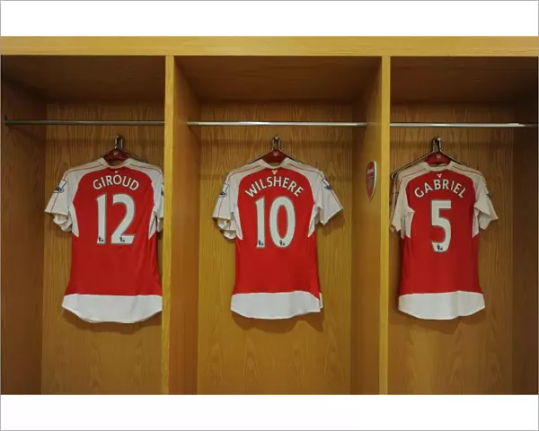 Arsenal Players in the Changing Room Before Arsenal vs. Norwich City, Premier League 2015-16