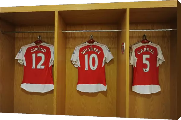 Arsenal Players in the Changing Room Before Arsenal vs. Norwich City, Premier League 2015-16