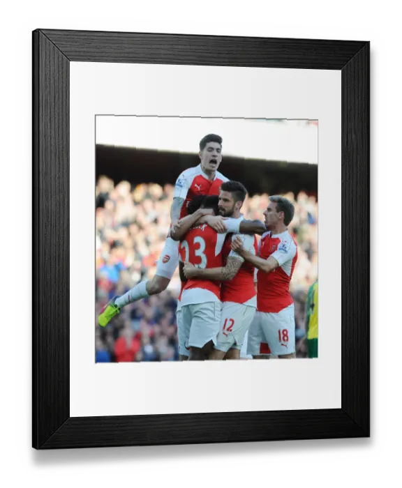Framed Print : Arsenal Celebrate: Welbeck's Goal Against Norwich City (2015-16) Framed Print : Arsenal Celebrate: Welbeck's Goal Against Norwich City (2015-16)