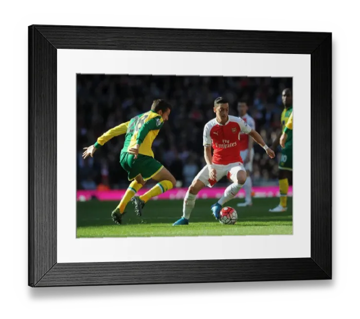 Framed Print : Mesut Ozil vs. Gary O'Neil: A Battle at the Arsenal - Arsenal vs. Norwich City, Premier League, 2016