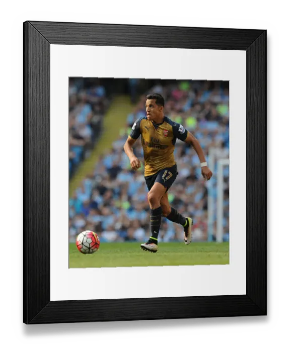 Framed Print : Manchester Derby Showdown: Alexis Sanchez's Battle at Etihad Stadium - Premier League 2015-16