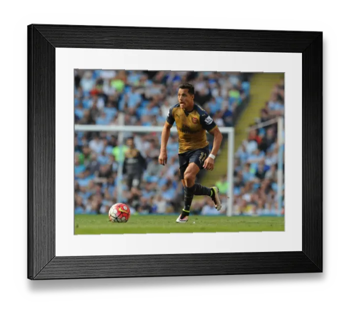 Framed Print : Manchester Derby Showdown: Alexis Sanchez's Battle at Etihad Stadium, Premier League 2015-16