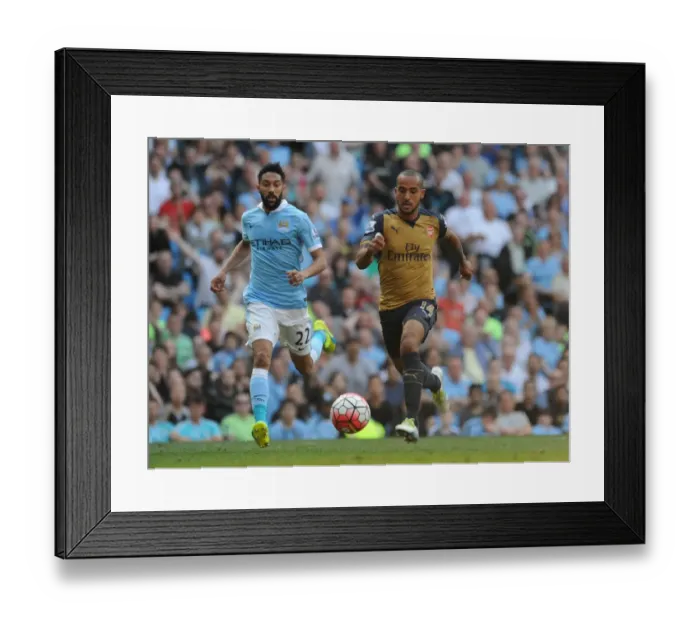 Framed Print : Theo Walcott's Sprint Past Gael Clichy: Manchester City vs. Arsenal, Premier League 2015-16 Framed Print : Theo Walcott's Sprint Past Gael Clichy: Manchester City vs. Arsenal, Premier League 2015-16
